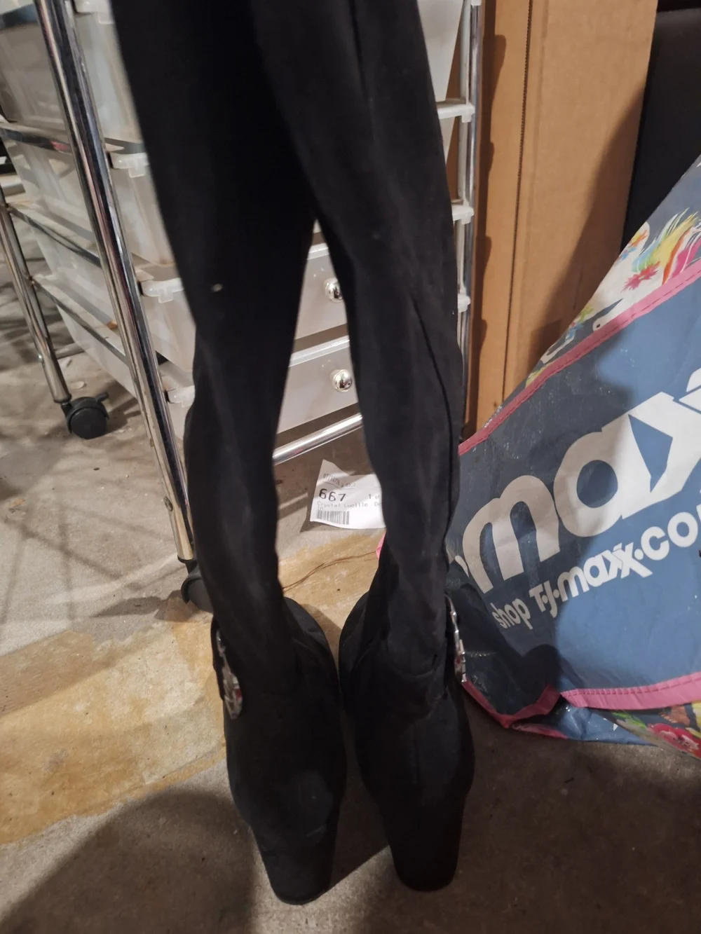 JBL Black Over-the-Knee Pointed Toe Stretch Boots
